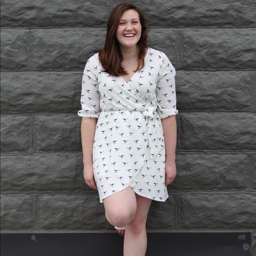 3/4 Sleeve White Dress
